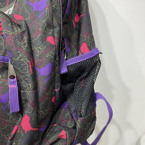 JanSport Black Pink and Purple Birds Large Backpack - Picture 4 of 12